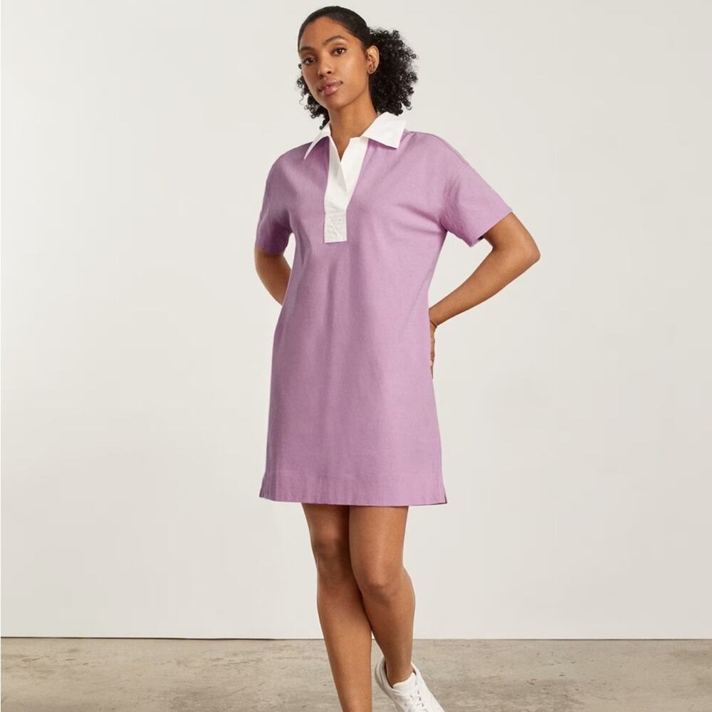 Everlane The Organic Cotton Pink & White Polo Mini Dress Size S NEW